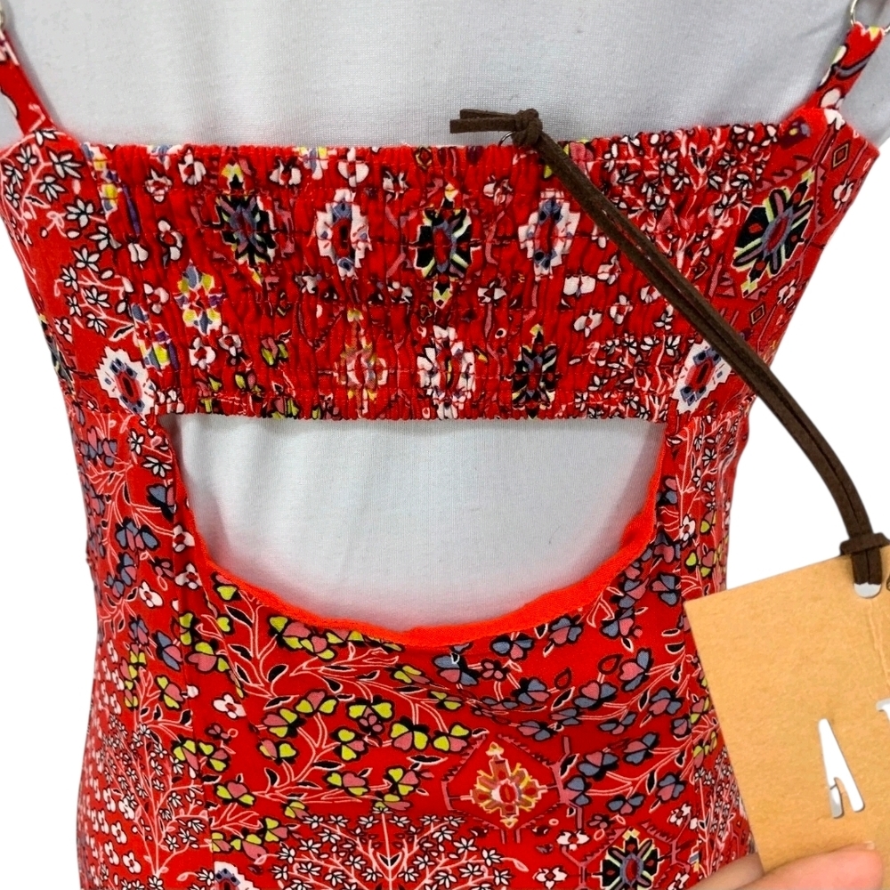 Anthropologie Abel The Label Lola Red Floral Maxi Dress Size Medium - Picture 3 of 6